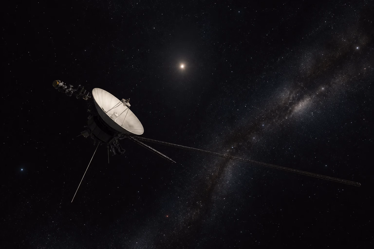 Voyager spacecraft drifting beyond the heliosphere beneath the Milky Way