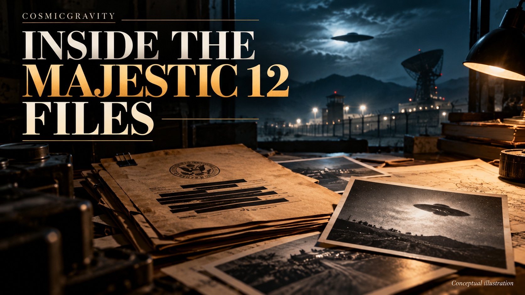 Magazine illustration for The Majestic 12 Files: Documents, Whistleblowers, and Disclosure Explained