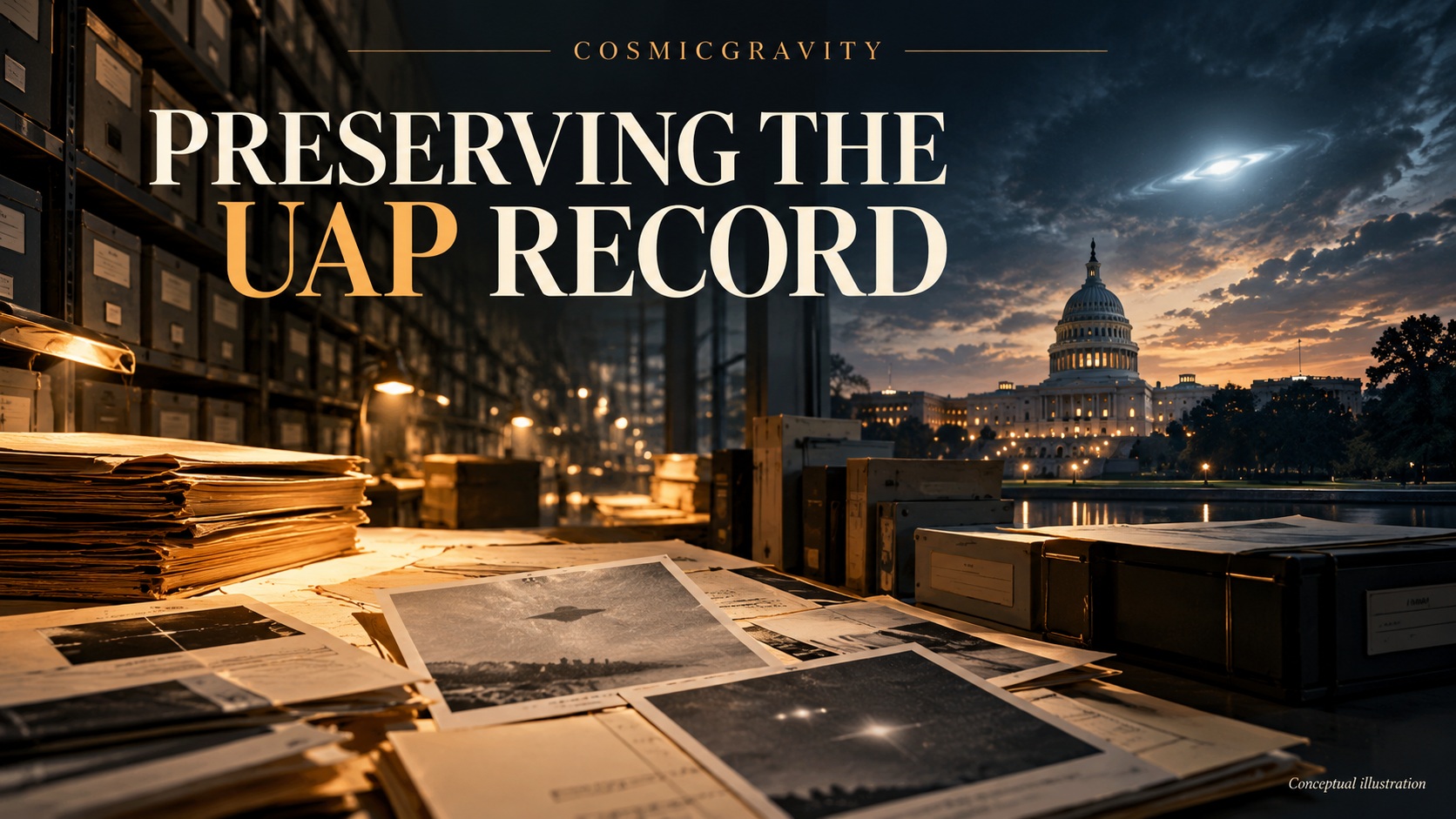 Magazine illustration for The U.S. National Archives Is Building a Permanent UAP Record