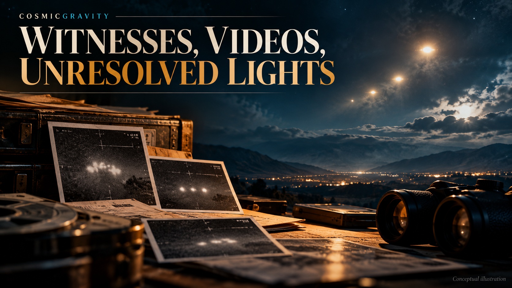 Magazine illustration for The FBI's 2026 UAP Videos: Credible Witness, Unresolved Lights