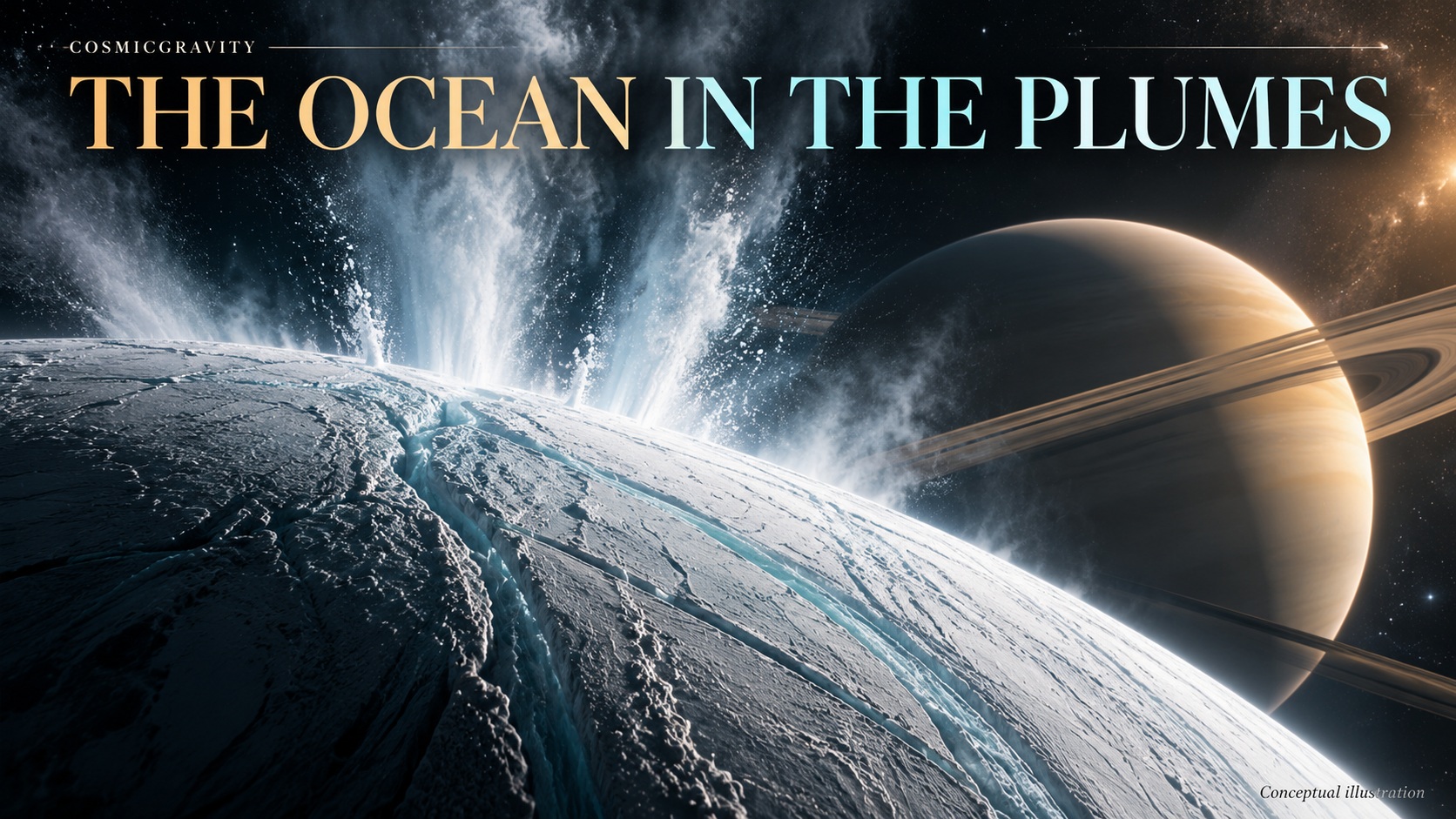 Magazine illustration for Enceladus: The Ocean Moon Spraying Its Secrets Into Space