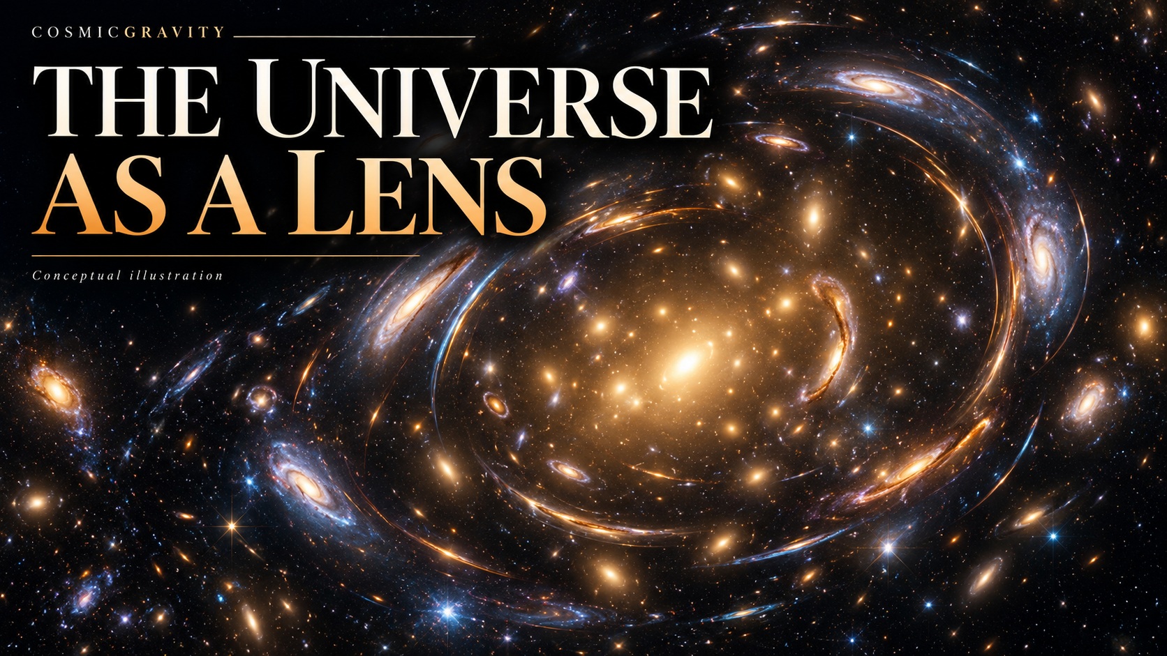 Magazine illustration for Gravitational Lensing: How Galaxy Clusters Become Cosmic Telescopes
