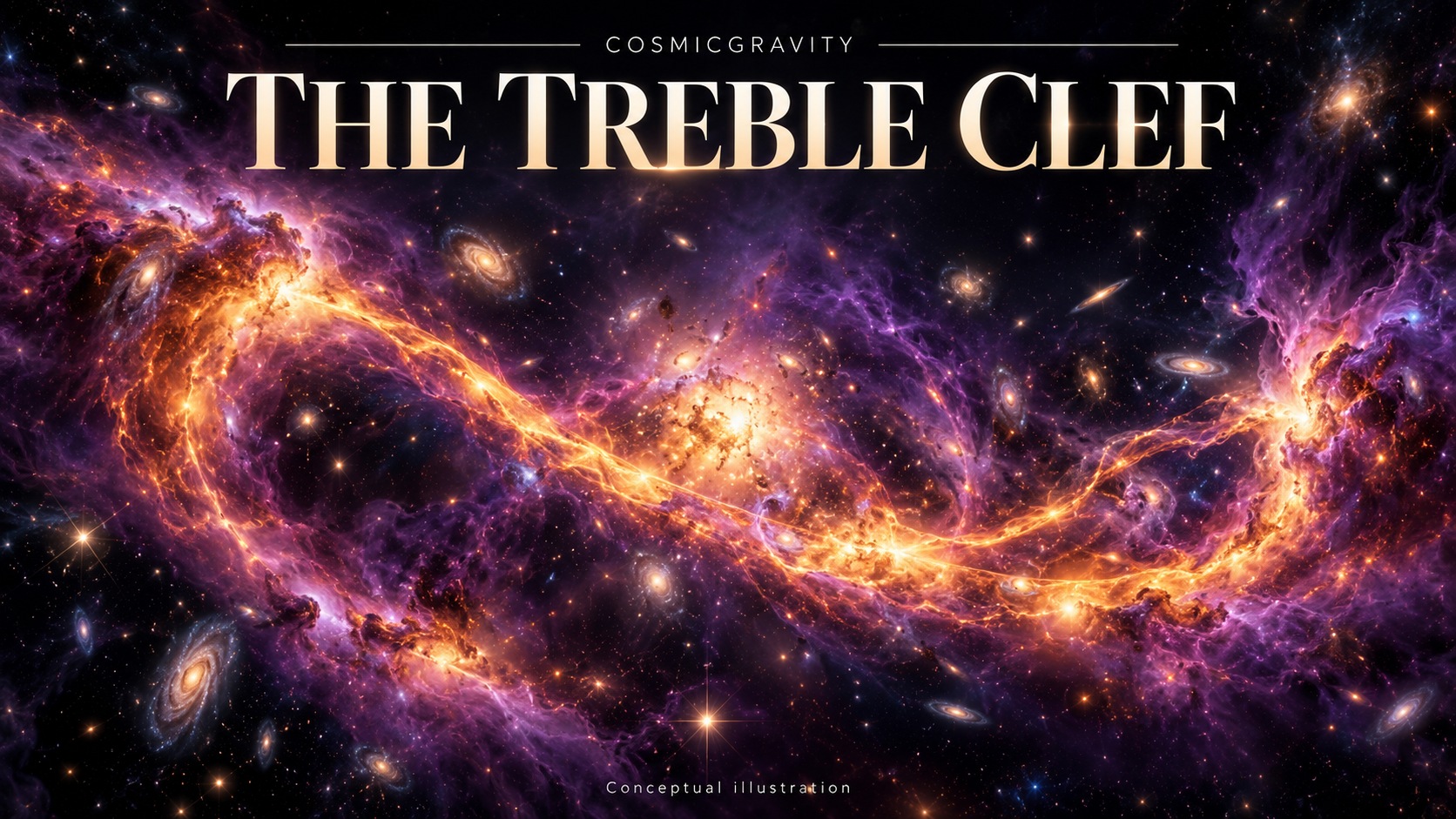 Magazine illustration for A Cosmic “Treble Clef” May Be the Echo of Two Violent Events