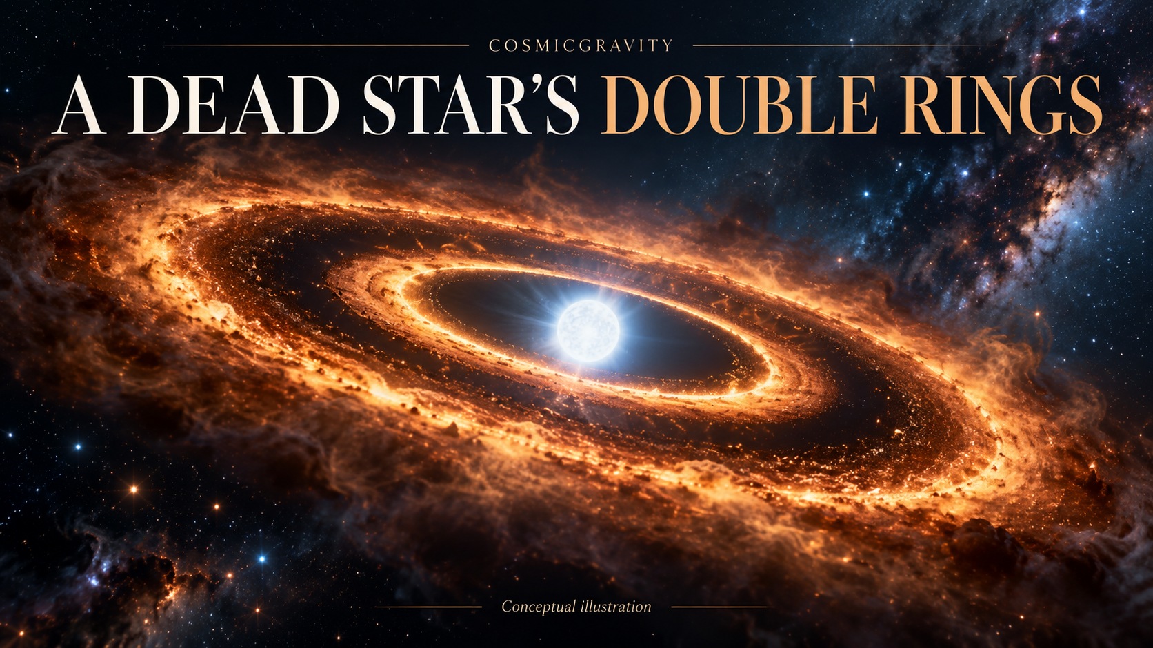 Magazine illustration for A Dead Star’s Double Rings Hint at Our Solar System’s Future